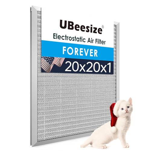 UBeesize 20x20x1 Reusable Air Filter - Washable, MERV 8,Permanent, Electrostatic - Lasts a Lifetime - Enjoy Fresher Air in Home and Office HVAC AC Furnace Systems (Actual Size: 19.75x19.75x0.8 Inch)