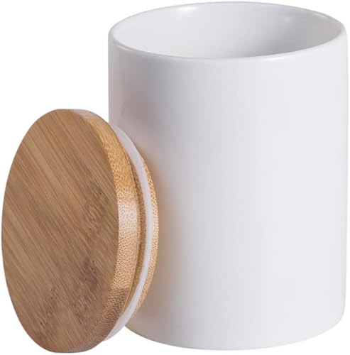 Miniatura 8 de Recipiente de porcelana para condimentos de azúcar y especias con cuchara, tapa abatible de bambú, recipiente para servir para miel de stevia,