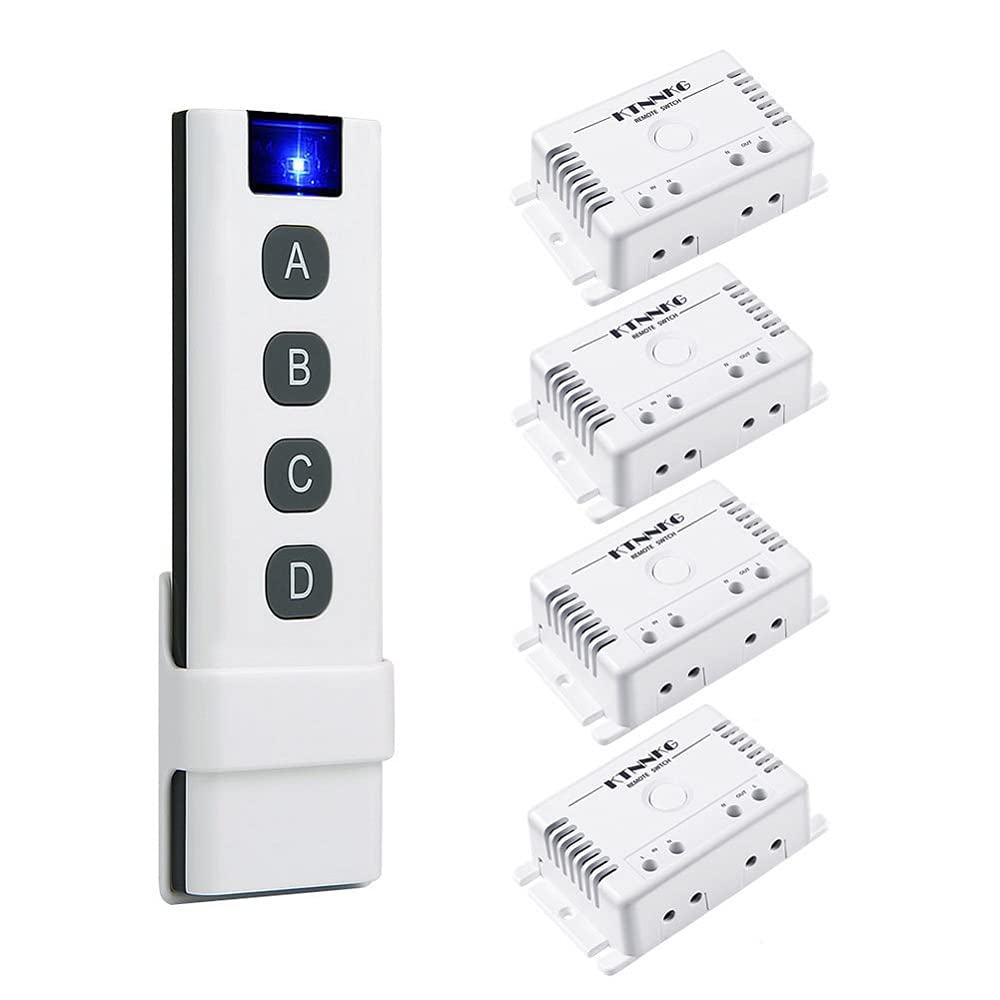 KTNNKG 4PCS 220V 110V Double-Wire LED Smart Switch Remote Control Wireless Single-Channel Remote Control Switch