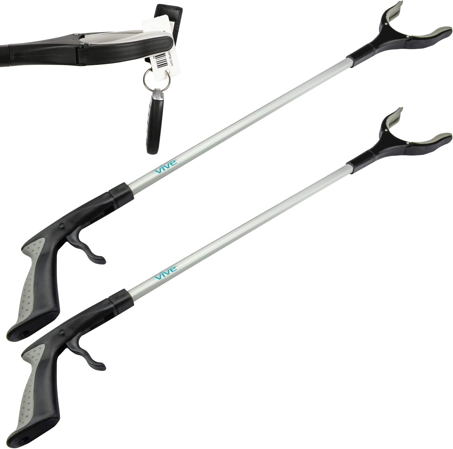 Vive Reacher Grabber Tool - 32" Extra Long Pickup Aid (2 Pack) - Trash Picker Upper, Rotating Hand, Heavy Duty Grip Arm - Reaching Assist for Litter, Elderly, Garden Nabber, Disabled, Handicap Arm
