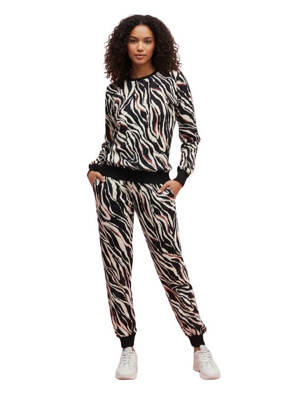 Women's Black Cotton Blend Abstract Print Tracksuit | Co-ord Set For Women|Track Suit Set For Women-image-32