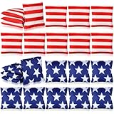 Foilswirl 24 Pcs Heart Shaped Bean Bags, Valentines Cornhole Bags Toss Mini Nylon Filled Dual Sided for Outdoor Family Hand Toss Games Party Supplies, Pink and Red(Red and Blue,Independence Day)