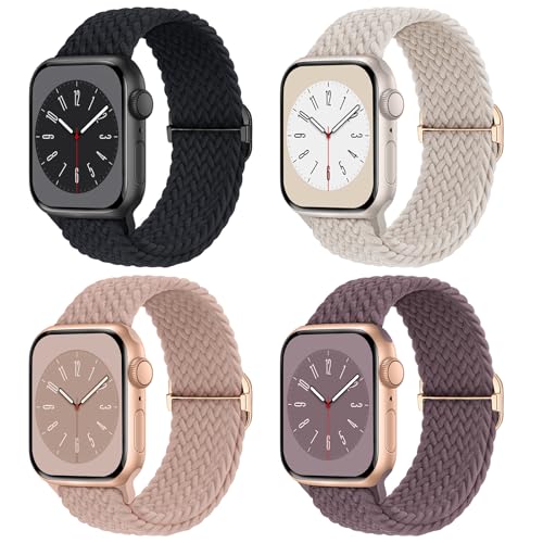 Braided Stretchy Solo Loop Compatible for Apple Watch Band 38mm 40mm 41mm 42mm 44mm 45mm 46mm 49mm for Women Men, Nylon Elastic Straps Wristbands for iWatch Series 11/10 9 8 7 6 5 4 3 SE/Ultra 3 2 1