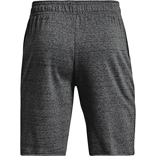 Under Armour Mens Rival Terry Shorts , Pitch Gray Full Heather (012)/Onyx White , Large #TOP3