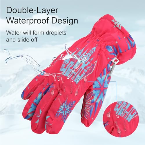 YooxArmor Kids Winter Gloves, Waterproof Snow Gloves for Kid 4 5 6 7 8 Years Old, Windproof Warm Ski Gloves for Youth Skiing, Snowboarding, Cycling, Sledding, Snowball Fighting, Riding - Thumbnail 3