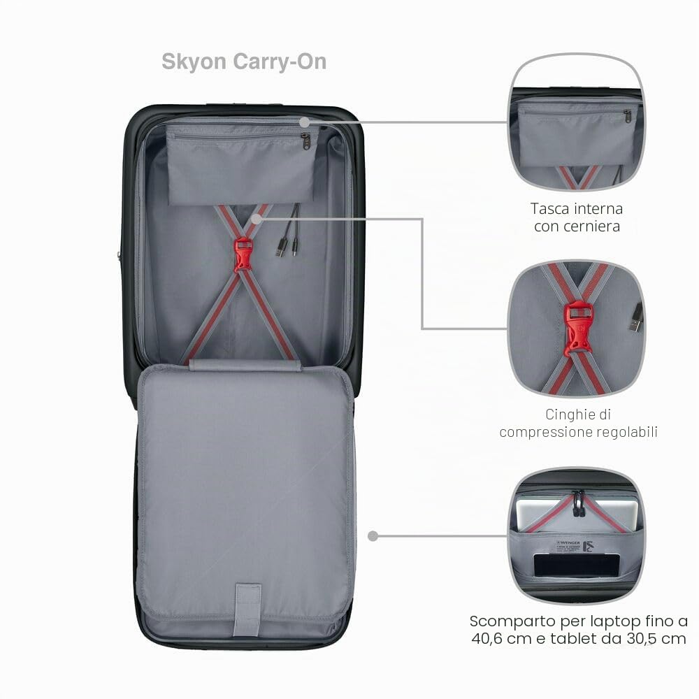 WENGER Skyon Valigia Rigida con 4 Ruote, Trolley, Serratura, Uomo Donna, Viaggi Vacanze