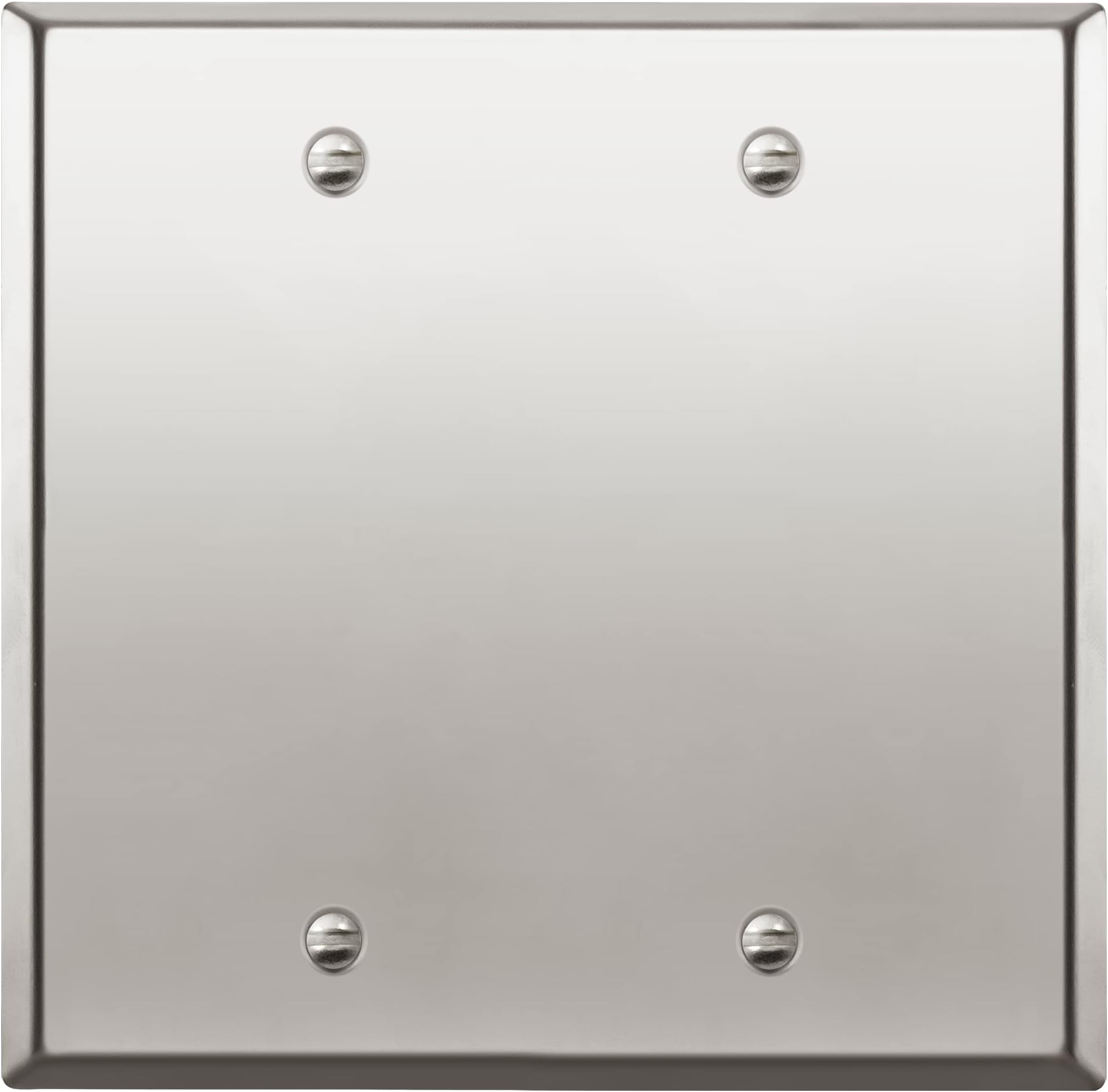 ENERLITES Blank Device Metal Wall Plate, Stainless Steel 201, Corrosion Resistant, Size 2-Gang 4.50" x 4.57", 7702-PC, Polished Chrome, Silver