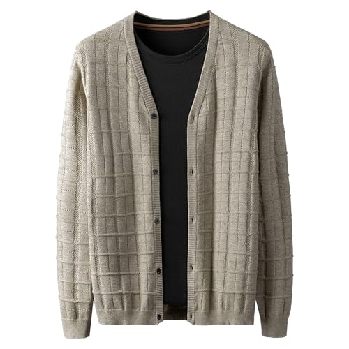 Men's Winter Wool Warm Open Sweaters Casual Knit Shawl Neck Cardigan Button Cable Knitted Sweater with Pockets