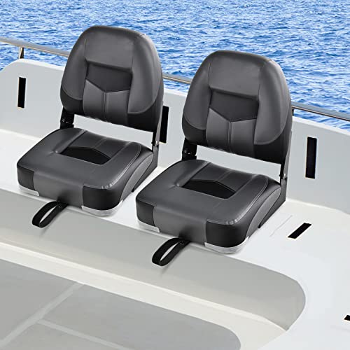 GOPLUS Lot de 2 Siège Pilot de Bateau, Chaise Pliable de Bateau Assise de Pilotage avec Bas Dossier,Fauteuil Pliant Pêcher pour Voilier, Bateau de Pêche,...
