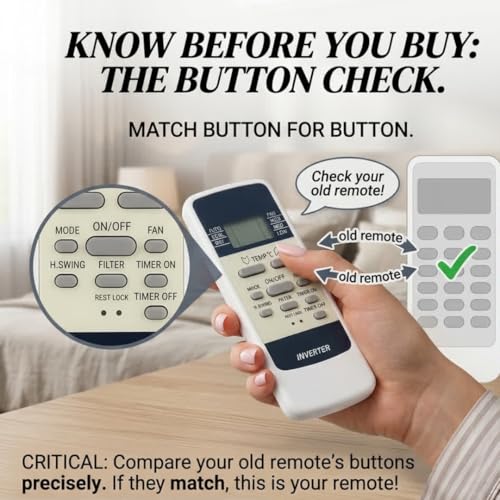 Image of Remote Compatible for Hitachi AC Remote Control Model RAW318KUD 137B Suitable for Window 1.5 Ton Air Conditioner 3 Star remotes - Match Keys Exactly to Replicate Genuine Remote Function