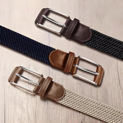 Casual Stretch Belts for Men, Adjustable Braided Mens Elastic Belt, Ideal Gifts for Golf, Dress, Work2
