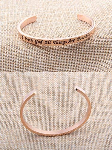 FEELMEM Matthew 19:26 With God All Things Are Possible Faith Cuff Bangle Bracelet Religious Jewelry Christian Gifts4
