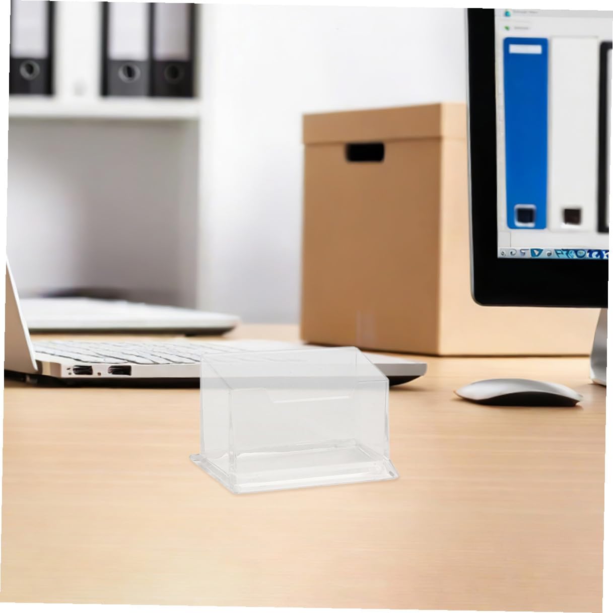 10piezas Tarjeteros Transparentes de Plástico para Escritorio Organizador Vertical de Mesa para Recepción de Oficina Expositor de Tarjetas de Visita