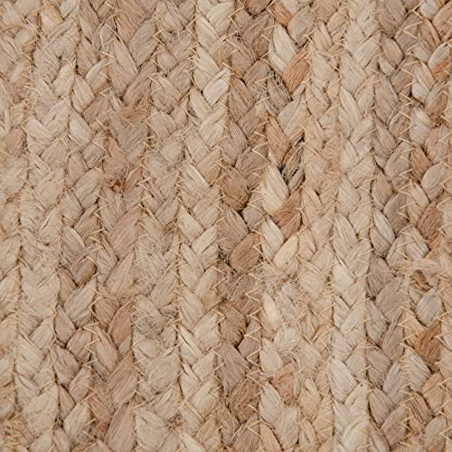 Tapis rond tressé marron en jute Ø 300 cm, grand tapis de salon en fibre naturelle - 5