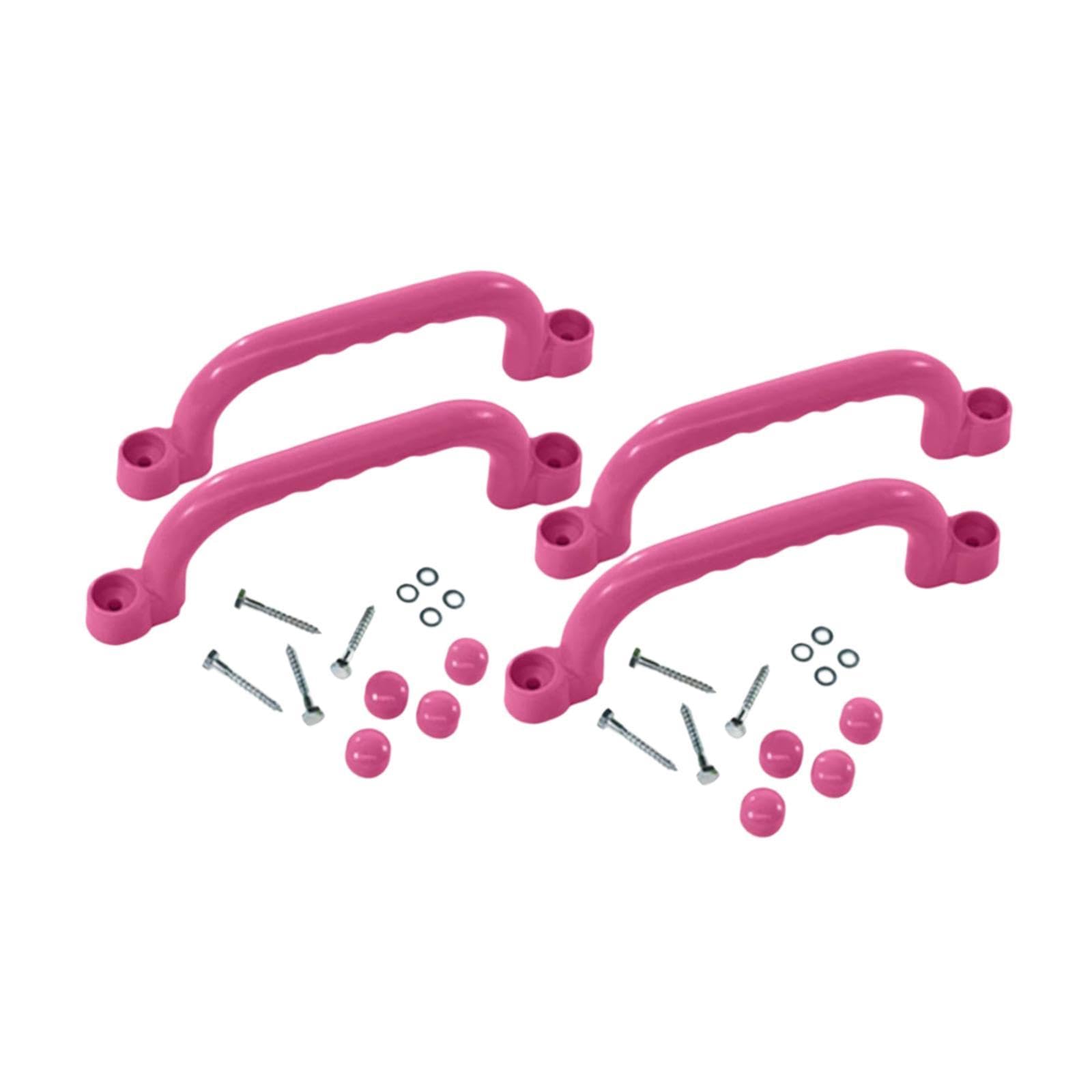 MFMEXUL 4 Pieces Climbing Handles Set Children's Grip Playground Accessories PP Material Suitable for Tree House Garden Play Area, Pink