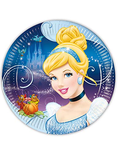 COMOGIOCHI SRL Grandes Assiettes 23 cm Cendrillon en Carton pour fêtes, 8 pièces