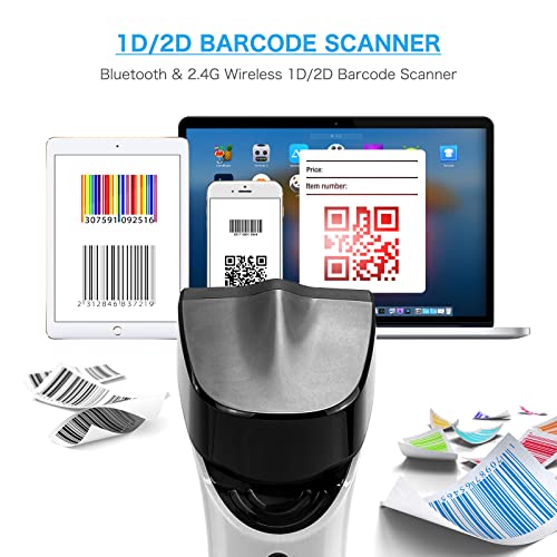 Netum Bluetooth Wireless 2D Barcode Scanner With Charging Cradle, Hands Free Automatic Sensing Bar Code Reader 1D 2D Qr Pdf417 Scan Gun Works With Mac Os thumb #2