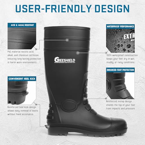 Image of PVC Rain Boots for Men And Women - Waterproof Slip-Resistant Rubber Work Boots, Seamless Durable Tall Knee Boots for Agriculture, Gardening, Fishing, Industrial & Outdoor Work