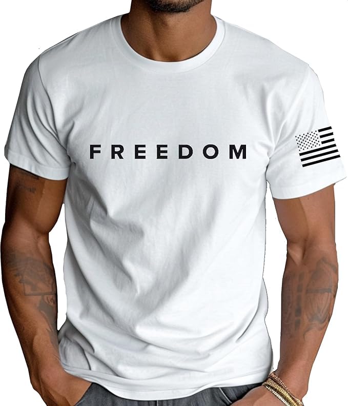 Freedom Charlie Kirk White T Shirt White L (US Alpha Large Regular) Turning Simple Freedom Text T Shirt for Men & Women