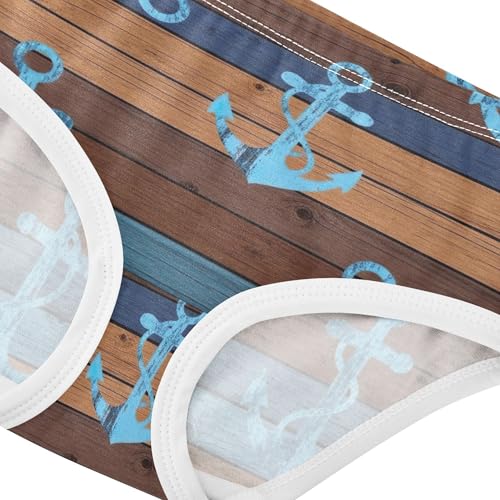 Blue Anchors Wooden Brown Girl Panties Cute Girls Underwear Toddler Cotton Colorful Briefs Underpants 2t4