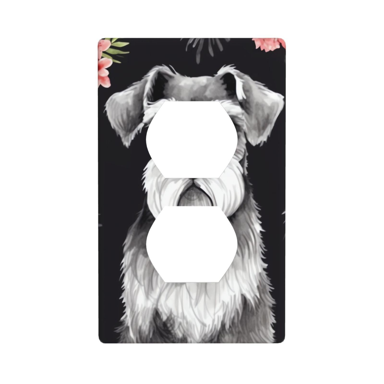 Schnauzer Wall Plate, Duplex Outlet Cover 1-Gang Decorative Light Switch Covers, Unbreakable Polycarbonate Faceplates Electrical Receptacle Plug Covers, Screws Included