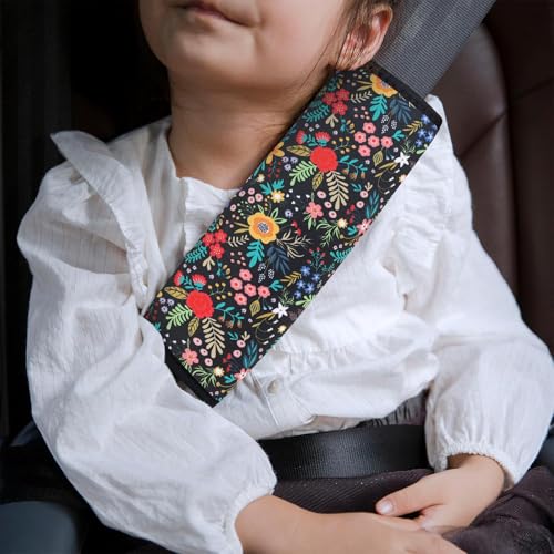 Image of YR Seat Belt Cover for Kids, Soft Comfort Seat Belt Cushion for Children, Cute Cartoon Pattern Car Seat Belt Pads Cover for Girls and Boys, 1 Pack (Garden Picnic)