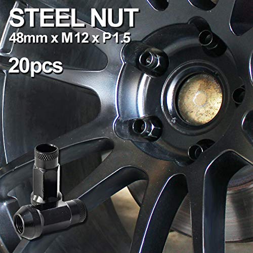 ★17HEX鍛造超ロング貫通ナット48㍉ typeL　 ●ネジ部防錆加工　 20個set 　送料￥510 　トヨタホンダ日産三菱スバルマツダイハツスズキ △17HEXRacing鍛造スーパーロング貫通ナット48mm　ブラック　TypeL