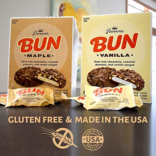 Pearson's Vanilla Bun Cluster Bar | Roasted Peanuts, Real Milk Chocolate, And Vanilla Nougat | Pack Of 24 | Individually Wrapped #TOP3