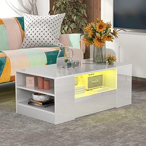 Table basse salon gain de place avec 2 tiroirs pour masquer le désordre - 5