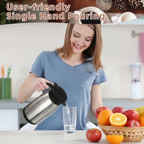 Image of Norme 2 Pcs Thermal Coffee Carafe Insulated Stainless Steel Coffee Carafe for Hot Liquid Vacuum Thermal Pot Creamer Pitcher Dispenser with Brushes Keeping Hot Water Milk (Silver,34 oz)