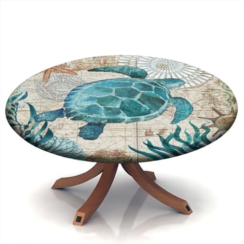 igoga sports Round Tablecloth Fitted Table Cloth Elastic Edge Table Cover, Polyester Table Pad Cloth for Indoor Outdoor Party Dinner Patio Decor Fits Tables Up to 24''