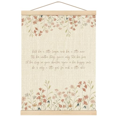 Image of Boat Wades Girls Room Decor, Boho Floral Girl Nursery Poster Hanger Frame, Hold Her a Little Longer Nursery Wall Art Hanging Banner Decor for Baby Toddler Little Girls Room Playroom, 12x16 Inch
