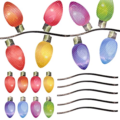 Lot de 42 décorations de Noël pour réfrigérateur de voiture - 24 aimants réfléchissants en forme d'ampoule - 18 fils magnétiques - Pour voiture, garage, boîte aux lettres, réfrigérateur Cover