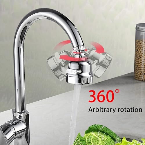 Image of 360 Degree Swivel Faucet Tap Aerator - Adjustable 3 Mode Water Saving ABS Plastic Splash Proof Nozzle Filter for Bathroom Kitchen (Short)