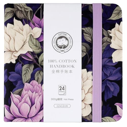 Mocrop 12x12cm Watercolor Sketchbook, 100% Baumwolle Aquarell Skizzenbuch, 24 Blatt-48 Seiten, Feinkörnig -Kaltpress -Säurefrei, Für Anfänger Und Künstler, Um Momente Auf Reisen Festzuhalte