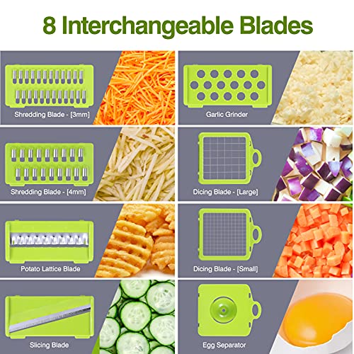 Image of Vegetable Chopper, Multi-functional Onion Chopper, Veggie Chopper with 6 Stainless Steel Blades, 12 in 1 Vegetable Slicer with Container, Mandoline Slicer, Ideal for Fruits /Vegetables /Salads (White)