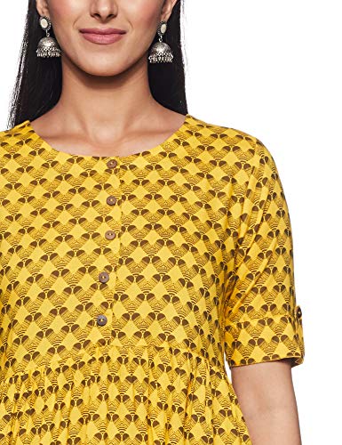 Image of Haute Curry by Shoppers Stop Womens Round Neck Printed Kurta