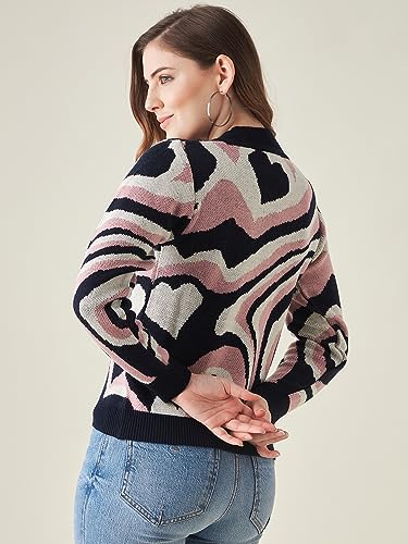 Image of Modeve Animal Print Round Neck Casual Women Sweater||Winterwear||
