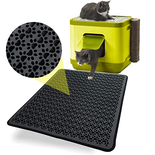 Bazerga Alfombra de cama para gato y casa de aseo de gato, 60 - 74 cm, impermeable no tóxica, doble capa %100 EVA en pata del gato (60 - 74 cm, negro) Cover
