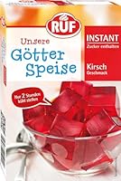 RUF Instant Götterspeise Kirsch-Geschmack, Götterspeisenpulver für roten Wackelpudding, schnelle Zubereitung, nur Wasser hinzufügen, 1er Pack, 1 x 100g