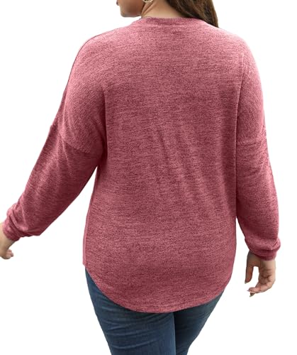 Image of Gloria&Sarah Womens Plus Size Tops Long Sleeve Henley Shirts Fall Fashion Oversized Sweatshirt Tunic Sweaters L-4XL