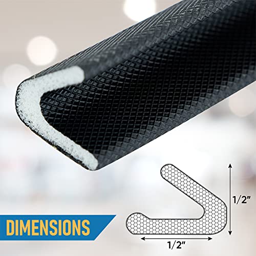 Adhesive V Shape Weather Stripping Weatherstrip, Flex Seal Strip Foam Door Frame Insulation Side Jamb Bottom Groove Gap Filler Soundproof V Weatherstripping (Black, 1/2 In X 1/2 In X 26 Ft) #TOP2