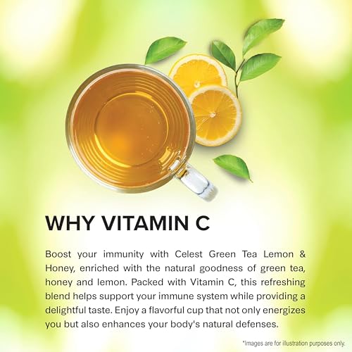 Image of Celest Lemon and Honey Green Tea 400 Tea Bags (100 Bags x 4) | Vitamin C Enriched | Immunity Support | Refreshing & Energizing