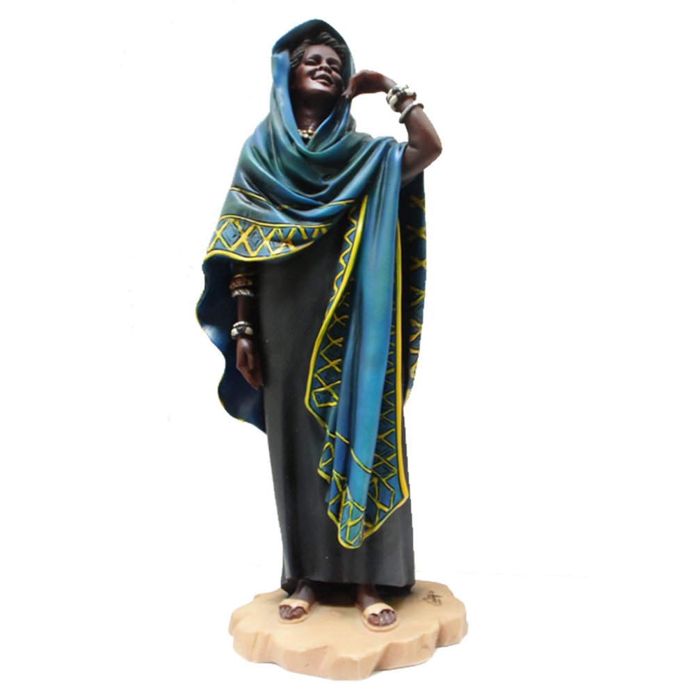 PDTXCLS Fair Trade Castagna African Tuareq Woman Alabaster Resin Figurine