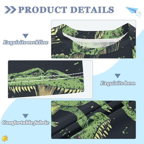 Dinosaurs Green Black Kids Bathing Suit Short Sleeves Basketball Shirt Swimwear Beach Tops 3T3