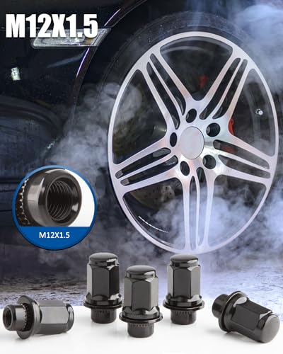 image for GAsupply Black M12x1.5 Lug Nuts, 1.87 Inch 47mm Length, 13/16