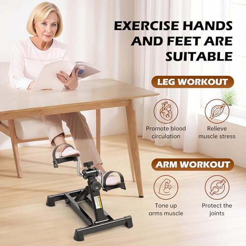 Image of Mini Exercise Bike, Under Desk Bike Pedal Exerciser Portable Foot Cycle Arm & Leg Peddler Machine