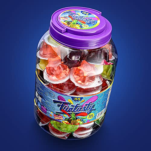 Funtasty Jelly Cups - 55 Count Jar - Assorted Fruit Candy, Vegan Friendly
