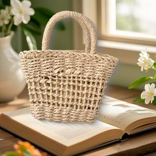 Beach Bags for Women Straw Bag Vacation Summer Hollow-Out Straw Beach Bag Tote Woven Purse Handbag4