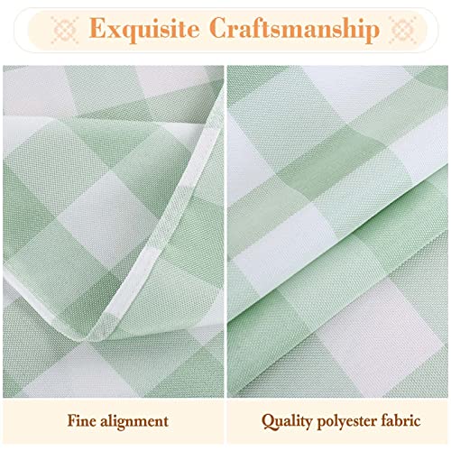 Kesfey Light Green Gingham Tablecloths Polyester 140x200cm Rectangle Checkered Tablecloth Plaid Table Cloth Wipe Clean Waterproof Wrinkle Free for Dinning Outdoor Restaurant Party Buffet Decoration - Image 4
